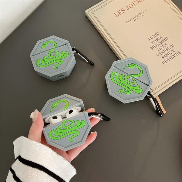 ddmygifts Snake charm suitable for Pro1-2-3 generation Bluetooth wireless headphone cover, three-dimensional silicone protective case