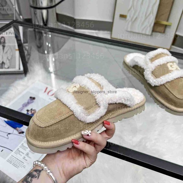 Slippers moda Casual Casual Fur Winter Women Sapatos Classic Woolen Plus Indoor Office Sandals Flat Tamanho 35-40 Q250116