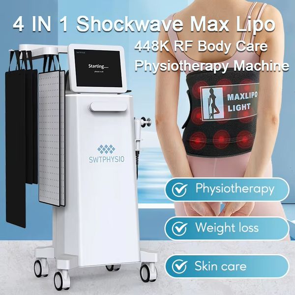 High-end Upgrade Body Physiotherapy 4 in 1 ESWT Shock Wave Ballistic Muscle Pain Relief Injury Rehab Maxlipo Weight Loss RF Face Contouring