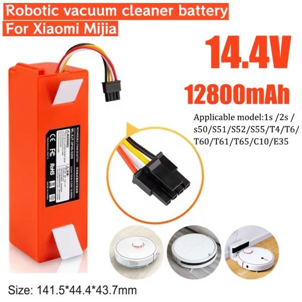 14.4V 12800mAh Robotic Vacuum Cleaner Replacement Battery for Xiaomi Roborock S55 S60 S65 S50 S51 S5 MAX S6 Sweeping Robot Spare