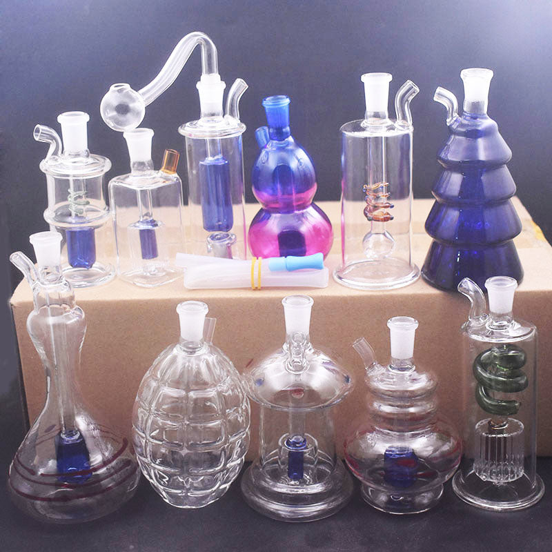 2pcs Bubbler Smoking Water Pipe Hookahs Inline Matrix Perc 30style 10mm Female Glass Oil Burner Bong with Male Oil Burner Pipe and Hose Portable for