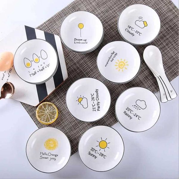 Weather Pattern Ceramics Soy Dish Sauce Vinegar Jam Dishes Kitchen Small Plate Tableware Novelty Gift 10cm Y240902