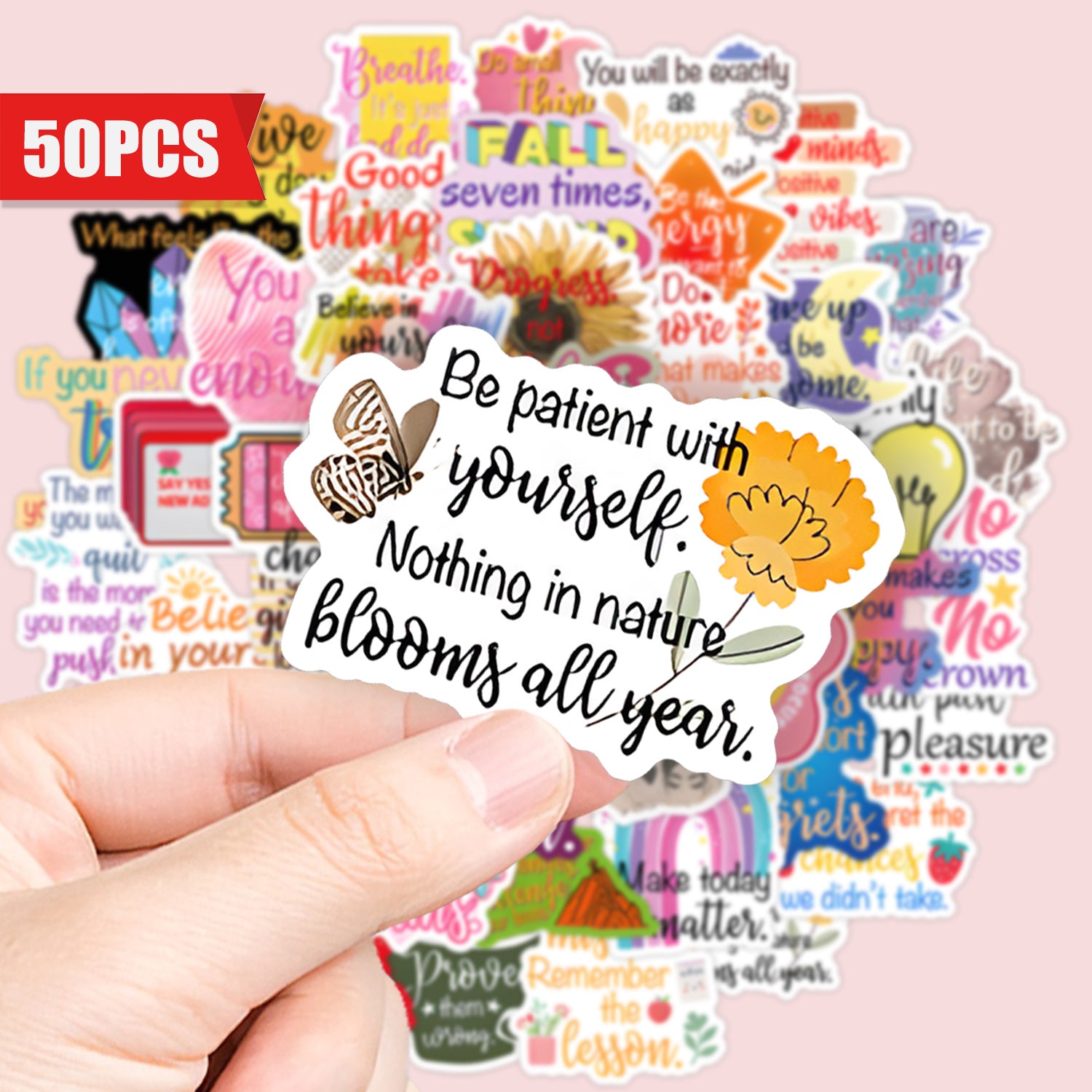 TEMU 50pcs With Motivational Stickers For . Waterproof Aesthetic Stickers - Suitable For Decorating Laptops, Cell Phones, Guitars, Water Bottles,