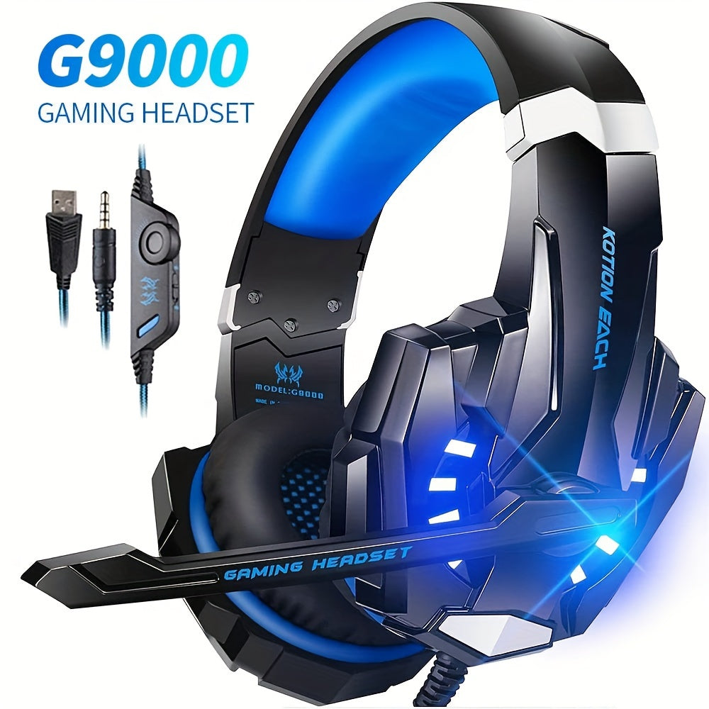 TEMU Over-ear Gaming Headset With Noise-canceling Mic, Led Lights & Soft Memory Foam Earmuffs - Surround For Ps5-ps4- One-switch-pc - Design, Gaming