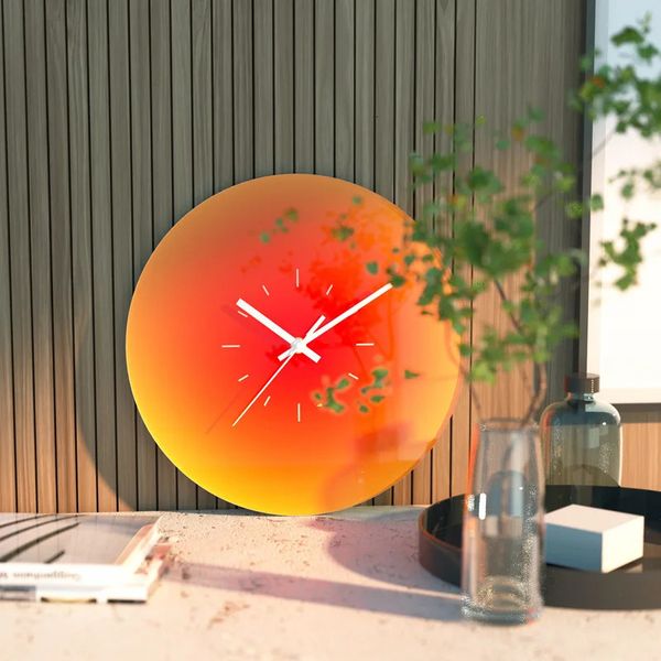 Modern Sunset Wall Clock Orange 12 inch Decorative Wall Clock Silent Clock No Ticking Living Room Wall Art Decoration 241216