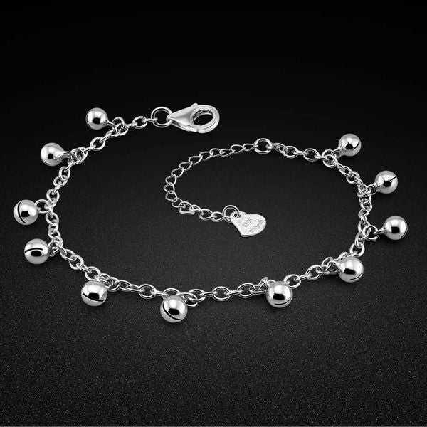 925 Sterling Silver Anklet Ankles Bell Foot Chain Jewelry for Women Anklets Beach Sandals Cheville Bracelet Leg Gifts 27cmX240910