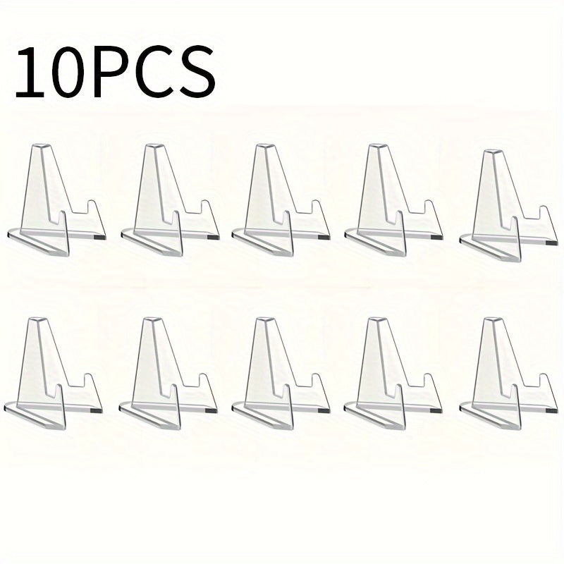 TEMU 10-pack Contemporary Clear Acrylic Display Stands For , Cards, Challenge , And Capsules - Versatile Easel Holders Without Electricity Use