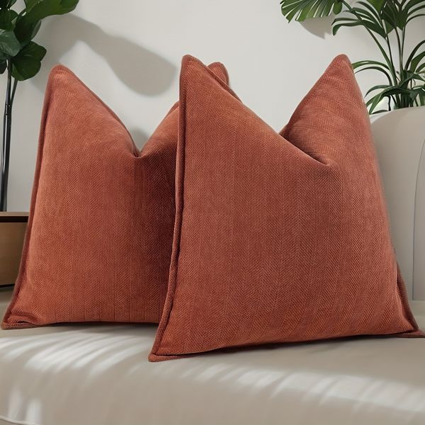 Set of 2 Bohemian Chenille Throw Pillow case Elegant Soft Luxury Square Decorative Cushion Cases with Zipper Closure Machine Washable Polyes