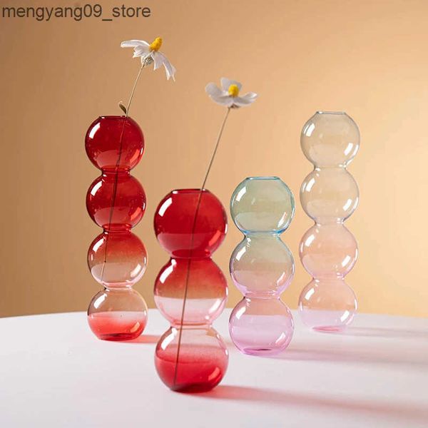 Vases Bubble Glass Flower Vase Decorative Flower Bottle Vase Decoration Home Desktop Vases for Flower Aesthetic Room Decor J241210
