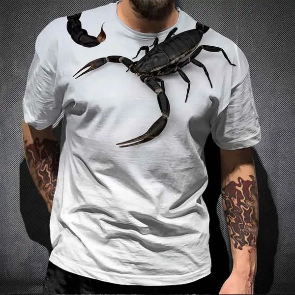 Animal Scorpion 3D Printed Oversized T Shirt Y2K Clothes Mens Clothing Short Sleeve Hip-Hop T-shirt Men Streetwear Tops Gym Tee 240703