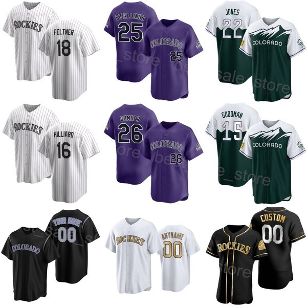 Custom Colorado Baseball Jerseys 22 Nolan Jones 26 Austin Gomber 18 Ryan Feltner 25 Jacob Stallings 15 Hunter Goodman 16 Sam Hilliard Space