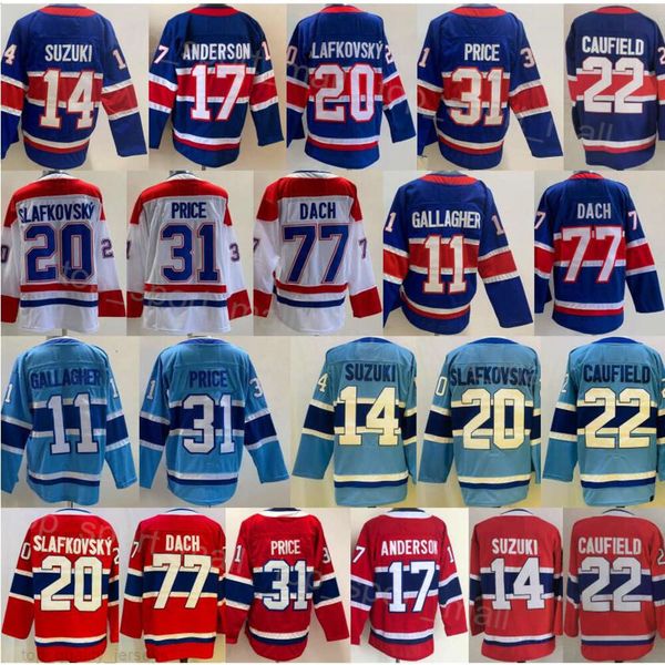 Man Hóquei no gelo 14 Nick Suzuki Jerseys retro retro 17 Josh Anderson 22 Cole caufield 11 Brendan Gallagher 31 Carey Price 20 Juraj Slafkov