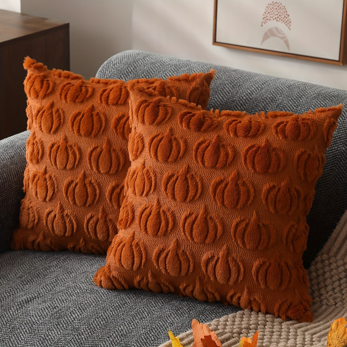 TEMU 1 Pack Orange Pumpkin Pillowcase Halloween Throw Pillow Cover Suitable For Living Room Bedroom Sofa 17.72*17.72inch Without Pillow Insert,