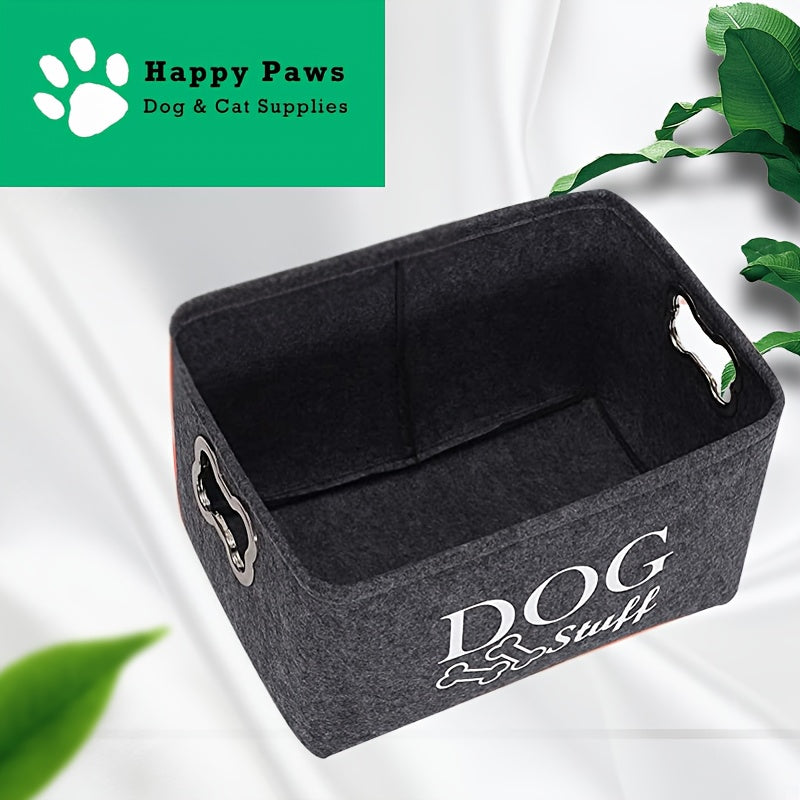 TEMU 1pc Large Capacity Felt Pet Toy Box, Dog Toy Box, Storage Basket Chest Organizer - Perfect For Organizing Pet Toys, Blankets, Leashes And More