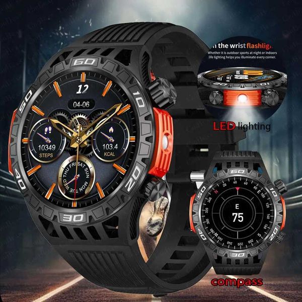 Smart Watch Men With LED Lighting Compass Sports Fitness Tracker Watch IP68 Waterproof Bluetooth Talk SmartWatch For Android IOS M240824