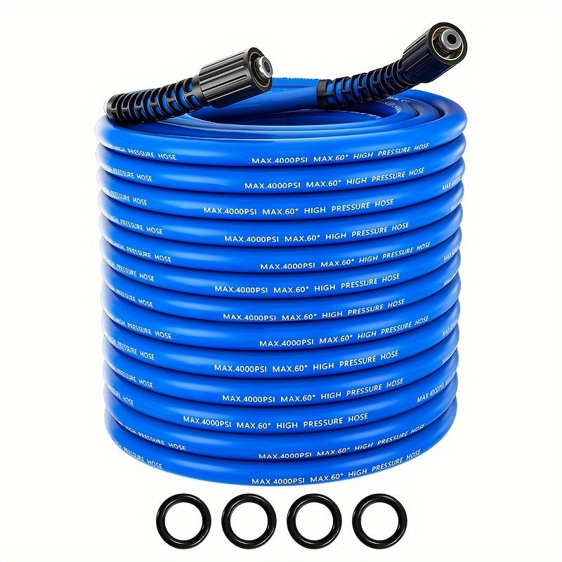 TEMU Pressure Washer Hose 50 Ft X 1-4 Inch, Upgraded Kink Resistant Professional Flexible Hose, 4000 Psi Replacement Extension Hose