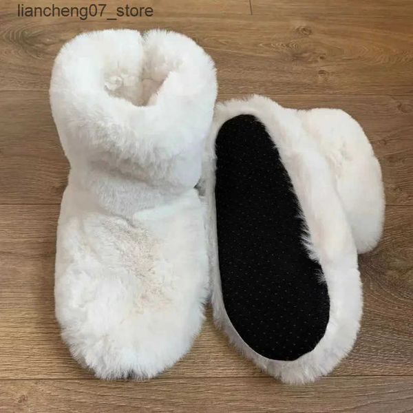 Slippers Home Fuzzy Slipper Womens Winter Fur Contton Warm Plush Indoor Flat Womens Room Fluffy Floor Wool Shoes Hair Care J241211