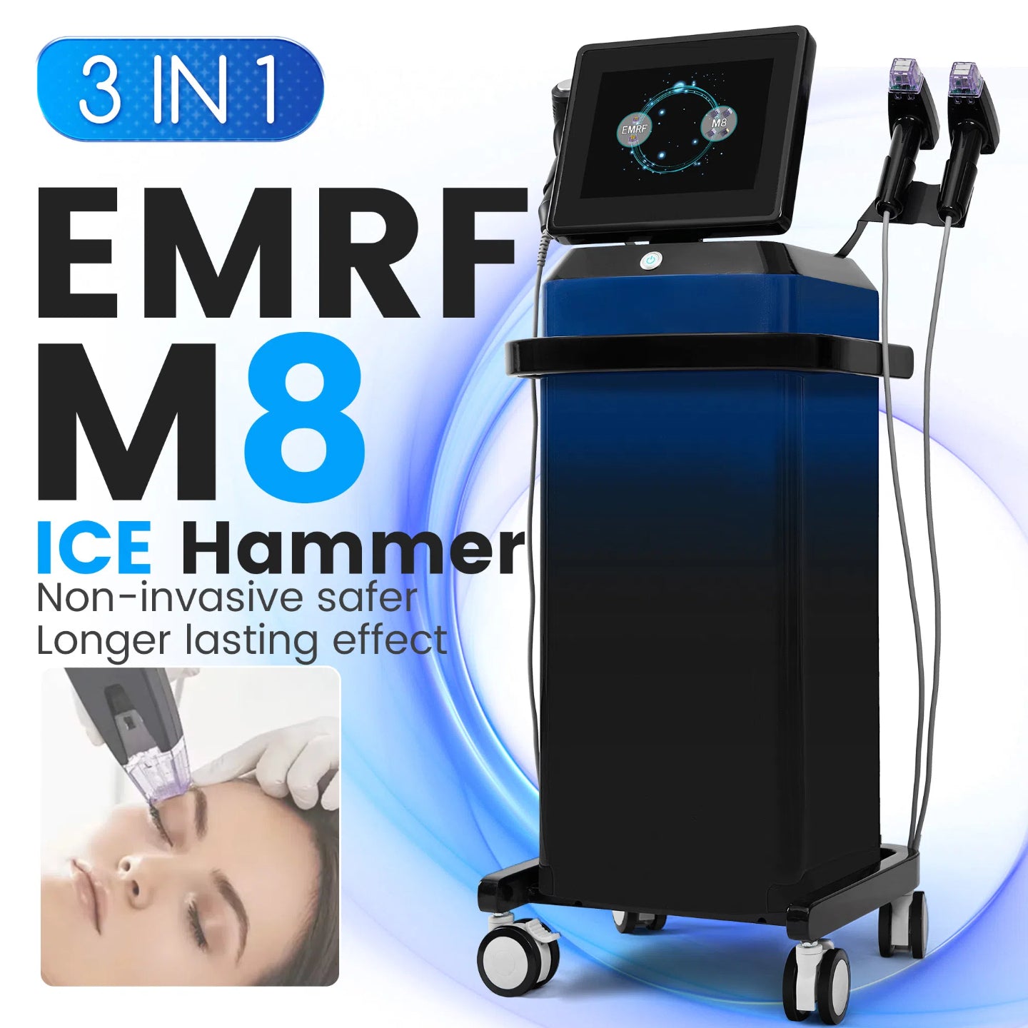 3 In 1 RF Microneedling Machine Facial Skin Care Beauty With12 24 40 Nano Pin Cartridge Remove Wrinkles Scars Acne