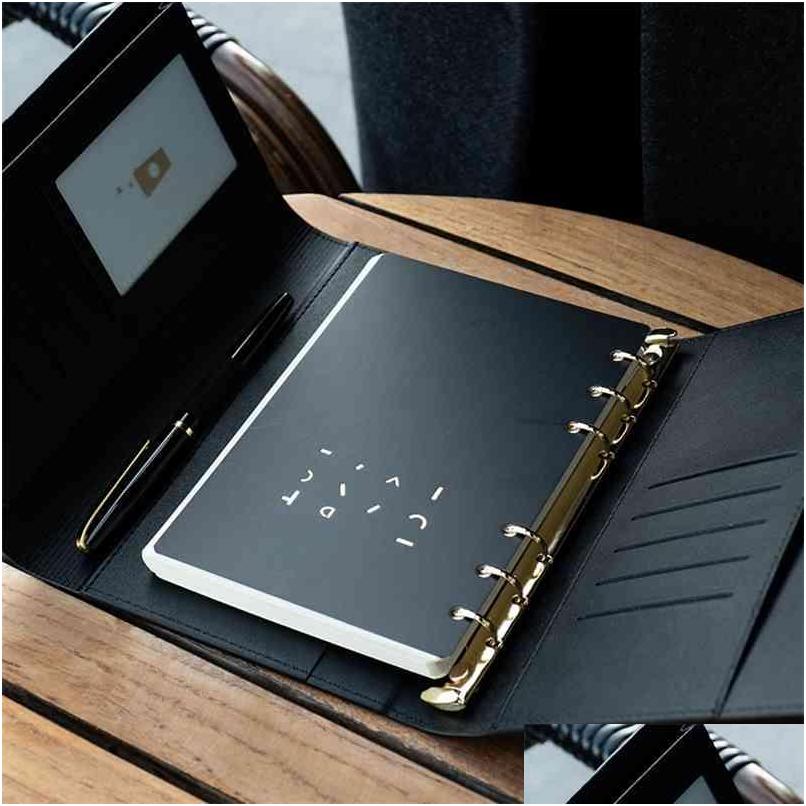 Notepads A5 A6 Light Luxury Office Business Highgrade Meeting Loose Leaf Binder Spiral Notebook 6 Hole Metal Buckle Diary Planner Ag Dhyai