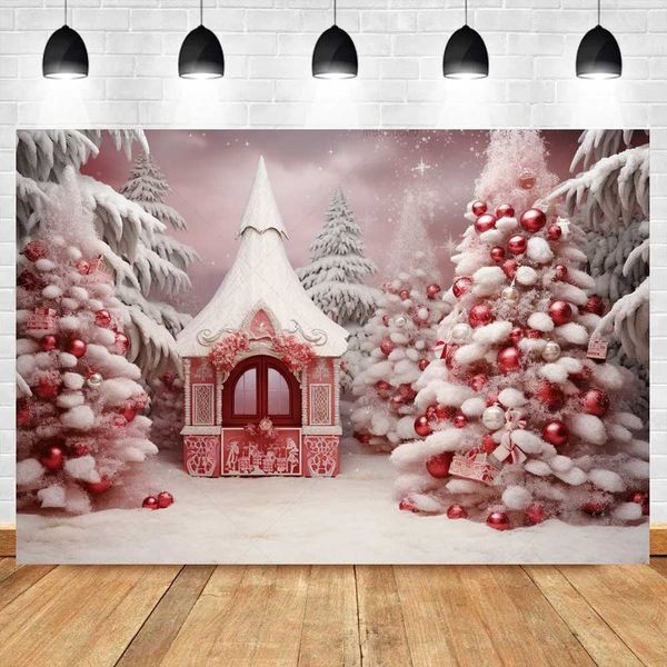 Background Material Christmas Background Red Candy Shop Photography Xmas Tree Snowy Famop Creamy Cocoa Standily Portrait Kids Birthday Cake