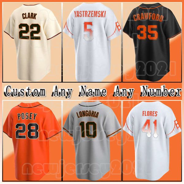 35 Brandon Crawford Baseball 2022 City Connect Jersey 28 Buster Posey 5 Mike Yastrzemski 10 Evan Longoria Giants 41 Wilmer Flores San Franci
