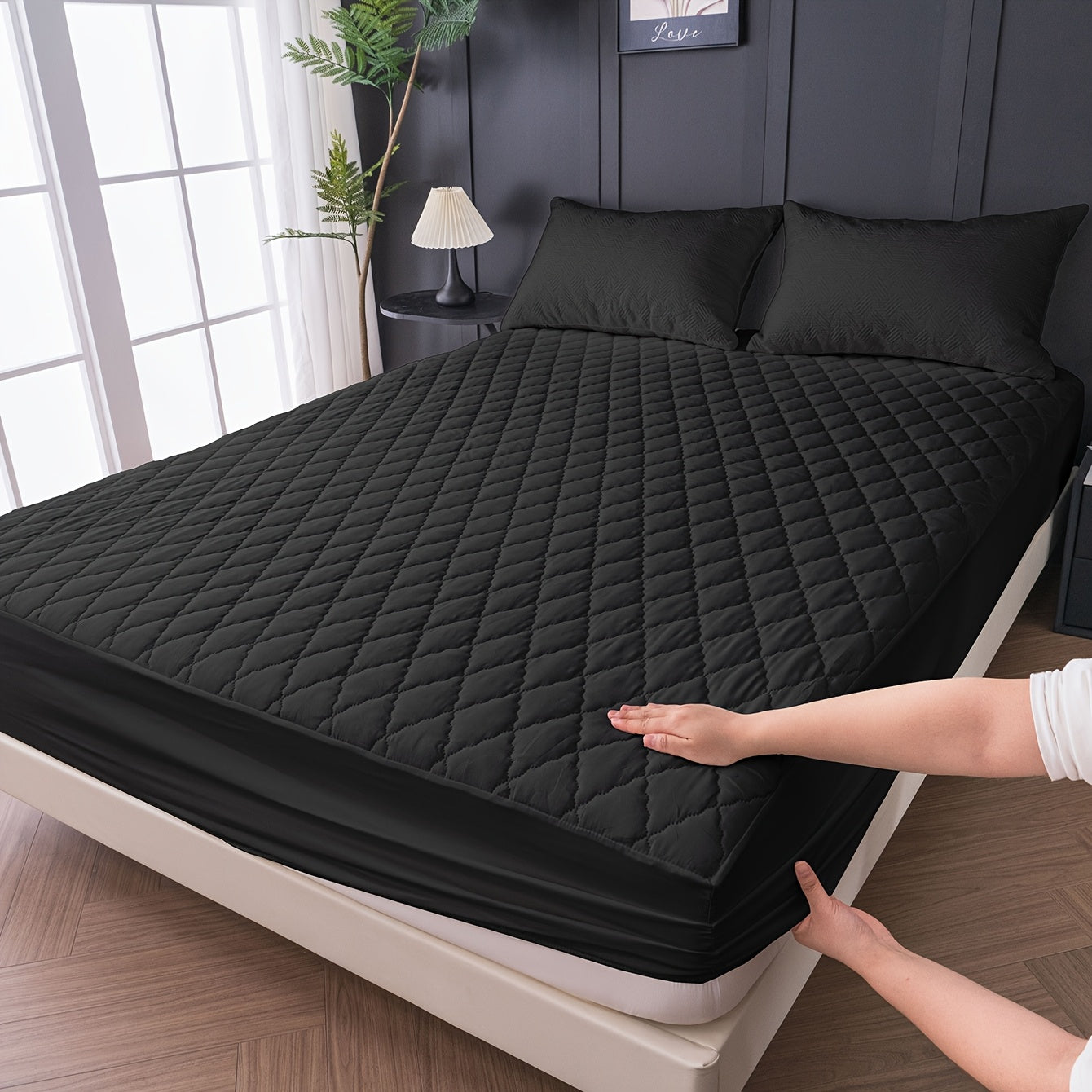 TEMU 1pc Diamond Quilted Fitted Sheet, Mattress Protector Cover, Breathable And Machine Washable Bed Skirt, Fits Twin-full-queen-king Size, Local