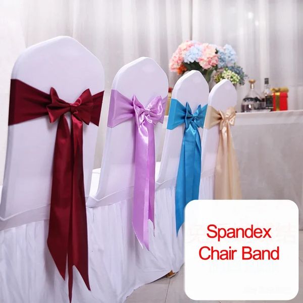 25 pieces of satin spandex chair cover with chair tie back used for party decoration wedding decoration chair bow belt tying 241125
