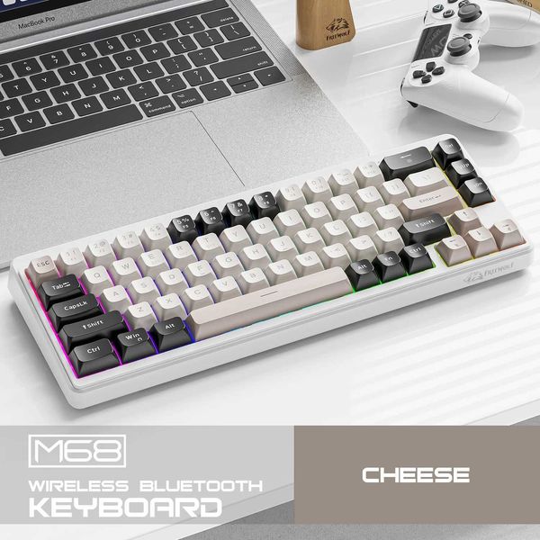 FREEWOLF M68 Wireless Keyboard Multidevice Connection 68 Keys etooth Tri-mode ConnectionPBT keycaps2000mA Long Battery LifeXJ241225