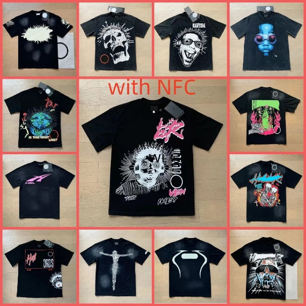 t shirt designer t shirts graphic tee clothing clothes washed fabric Street graffiti Lettering foil print Vintage Black Loose fitting hoodies US siz