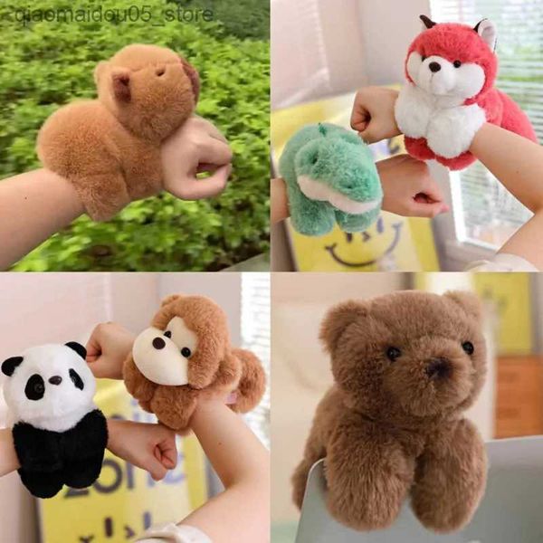 Dolls Toy Capybara Husky Dinosaur Fox Clap Ring Bear Dog Mouse Doll Childrens Bracelet Panda Monkey Plush Q240227