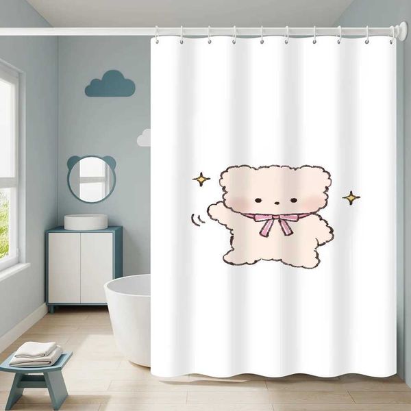Bathroom shower curtains cute bear set accessories waterproof fabric set European products home furnishings W240808