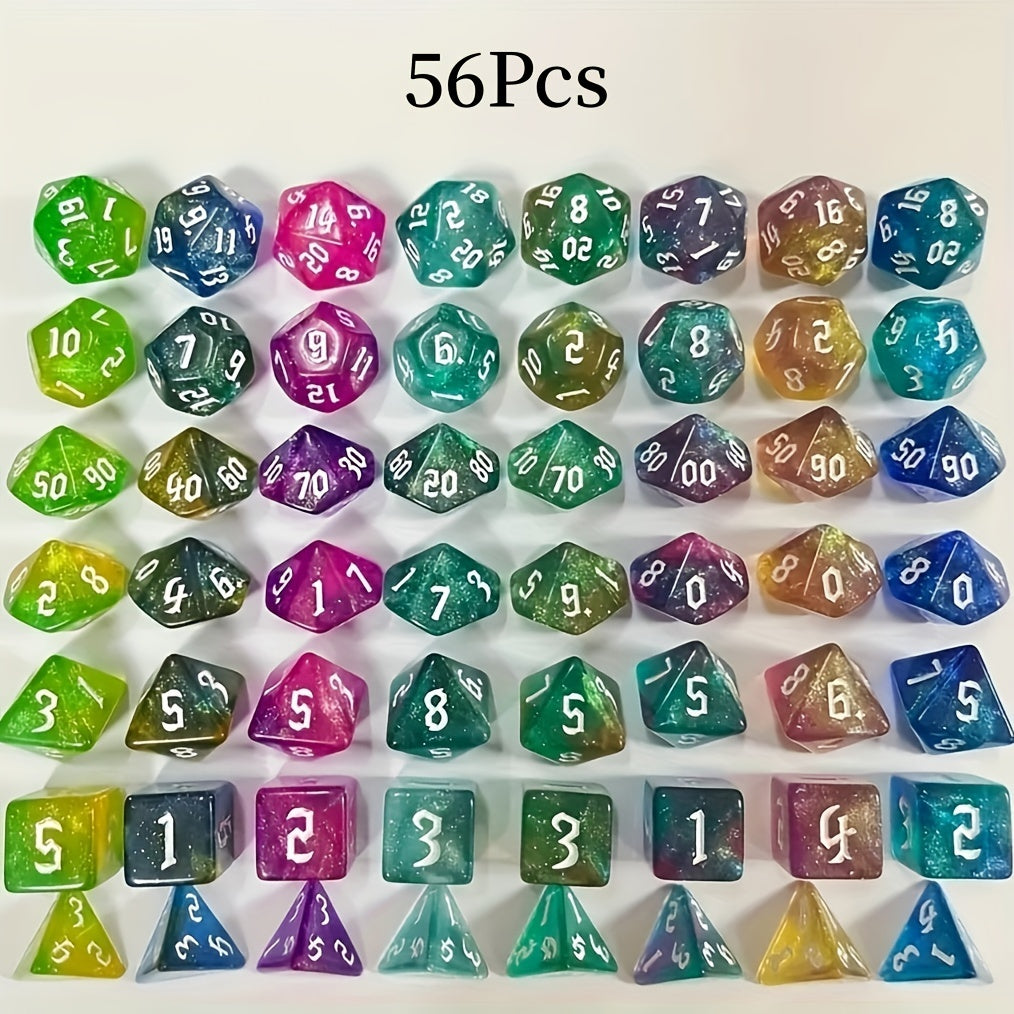 TEMU 56pcs New Shining Game Dice Set, Collect Dice For Table Games, Multi-sided Number Creative Game Dices, Party Game Interactive Dices, And Play