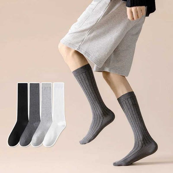 Simple Fashion Mens Knee Socks Solid Striped Knitting Cotton Long Socks Men Stockings Sports Basketball Thigh High StockingsX240923