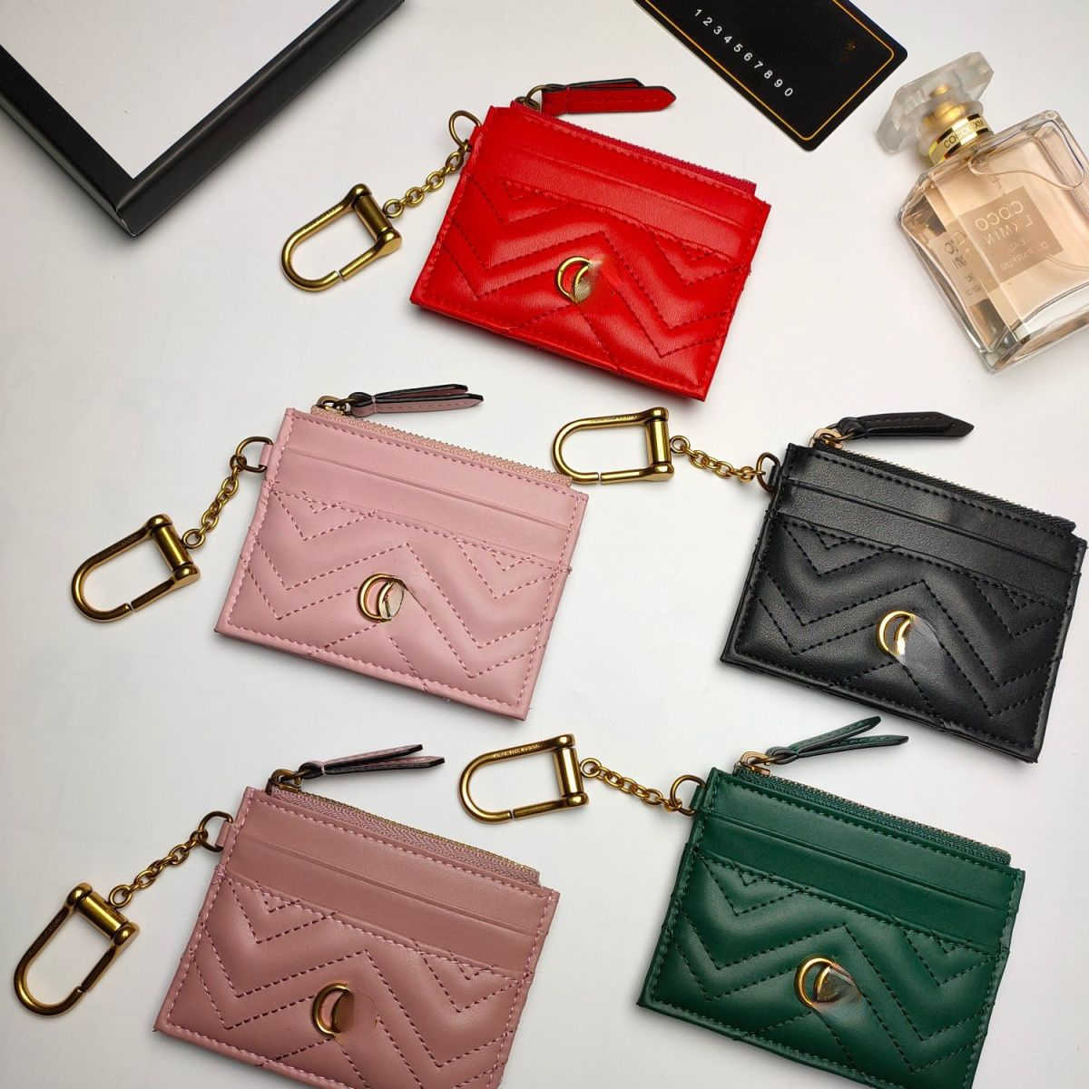 Luxury Designer Change Purse Card pack Handbag piece Card Women&#039;s Small and Ultra-thin Mini Exquisite High-beauty Sewing V-shaped Net Red Facto