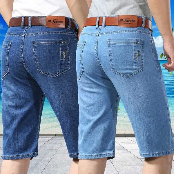Summer Men Business Denim Shorts Finos Casual Casual Casual Casual Male Office Round Brand Blue Blue Pants Short W250116
