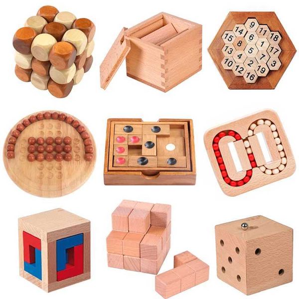 Classic Baffling IQ Puzzle Wooden Brain Teasers Difficult 3D Wooden Puzzles Puzzle Games Of Ingeniousness And Logic W250117