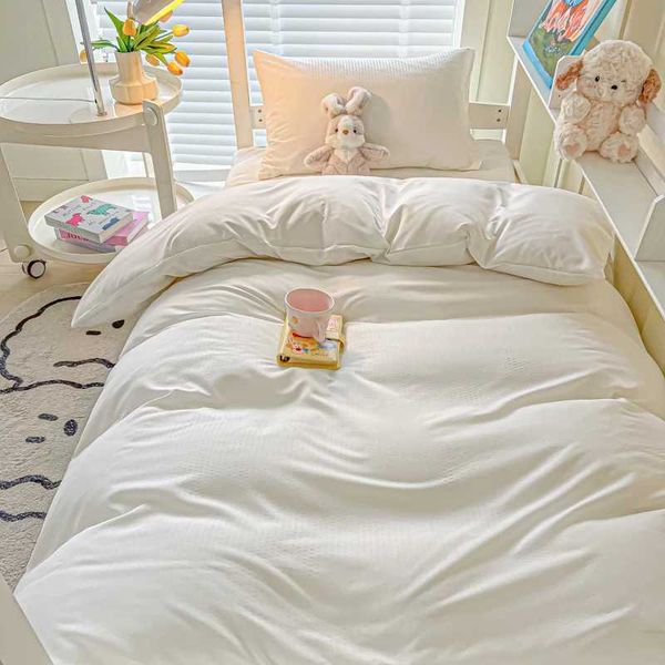 Solid Color Bedding Set Skin-friendly Bedsheet Set Adults Kids Bedclothes Single-Double-Queen-King Size Bed Linen Set C241122