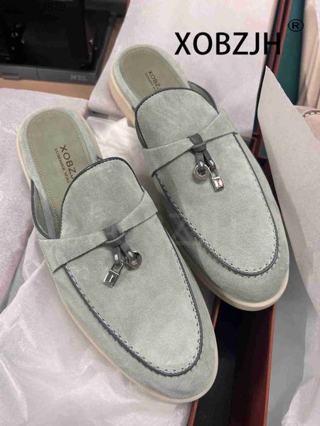 Casual Shoes Loafers Summer Walk Soes ig Quality Comfortable Slippers for Women 2024 Classic Leater and Fabric Feel Sandals Men H241115 FW17
