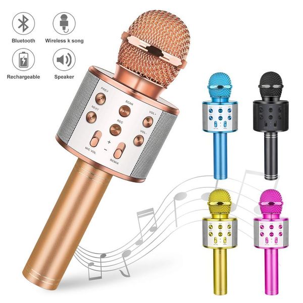 Drums Percussion ZK30 Wireless Karaoke Microphone Handheld Karaoke Mic Audio for Children Musical Stage Toy Music Singing Speaker Kids Gift