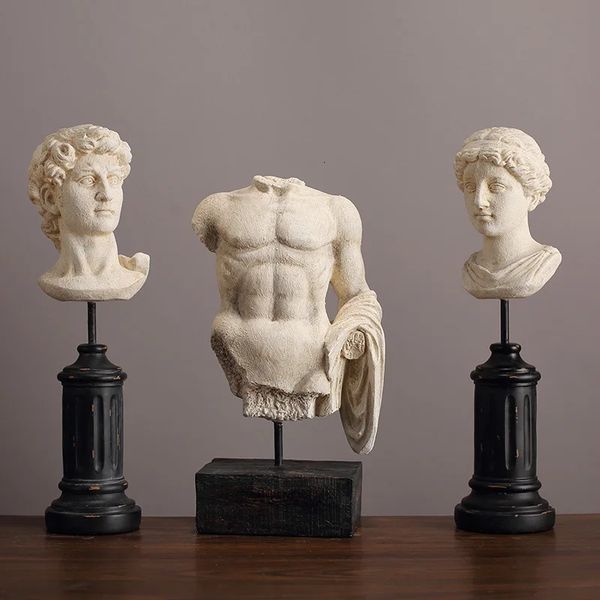 American Antique European Portrait Resin Sculpture Living Room Office Desk Accessories Creative Head Statue Art Home Decoration 240129