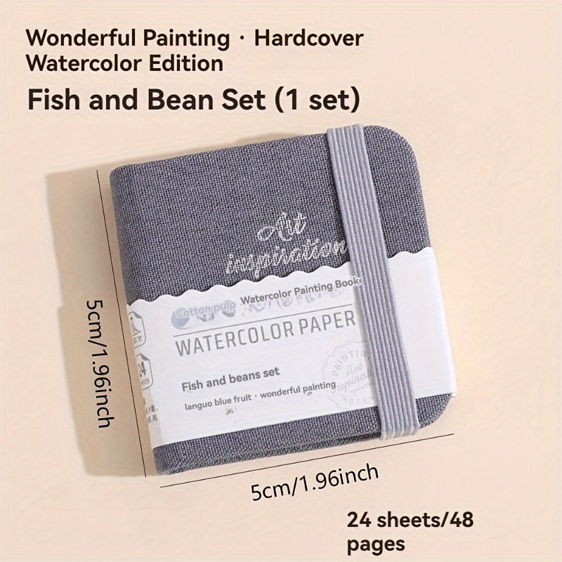 TEMU Premium 300gsm Watercolor Sketchbook - 48 Pages, Tear-resistant, Acid-free Paper For Markers, Colored Pencils & Ink Wash - Portable Art Drawing