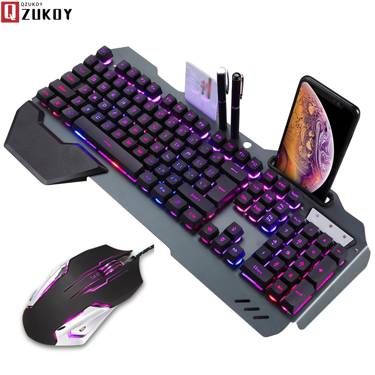 TEMU Qzukoy Mechanical Feel Gaming Keyboard, Rgb Backlit Wired Gaming Keyboard For Pc Desktop For New Year Gift