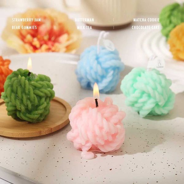 3D wool ball candles creative handmade fragrant candles handmade gifts small perfume modeling wax W240813