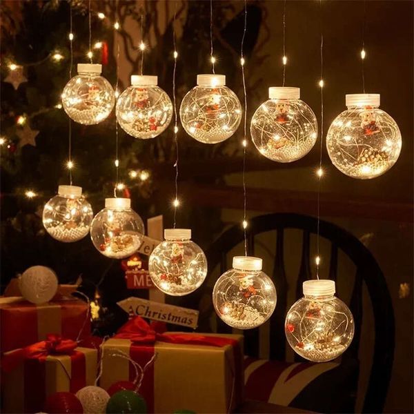 Navidad Christmas Decorations LED Curtain String Light Ball Santa Claus Year 2023 Decortions For Home Xmas Tree Decoration 220921 4.23