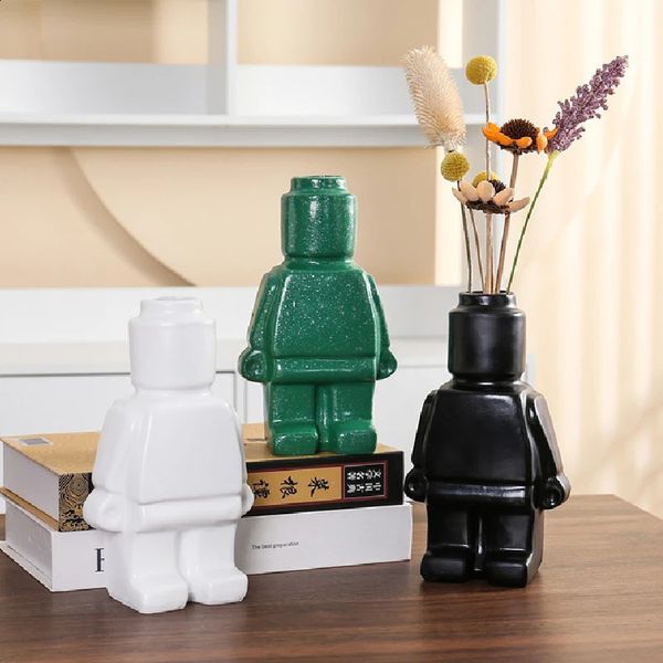 Nordic Style Home Decor Robot Vase Creative Resin Dried Flower Vase Ornaments Living Room Decoration Flower Arranging Device 250113