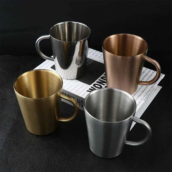 With Handle Stainless Steel Mug Anti-scald Kitchen Drinkware Beer Cup Water Mugs Coffee Mug CupM240803