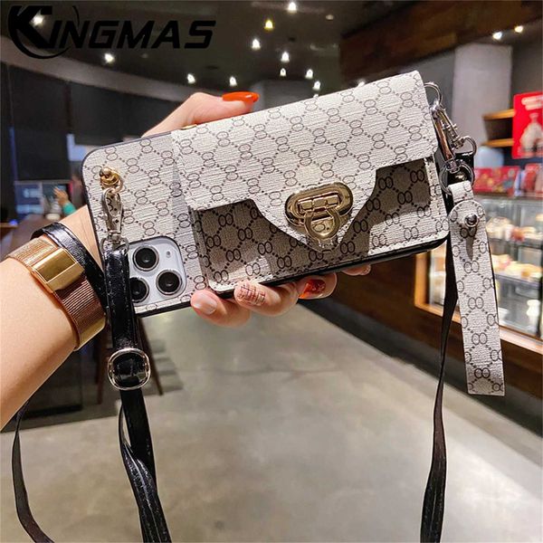 Cell Phone Cases KINGMAS new luxury fashion leather crossover wallet phone case suitable for Samsung Galaxy S22 S23 S24 Ultra S22 S23 S24 Pl