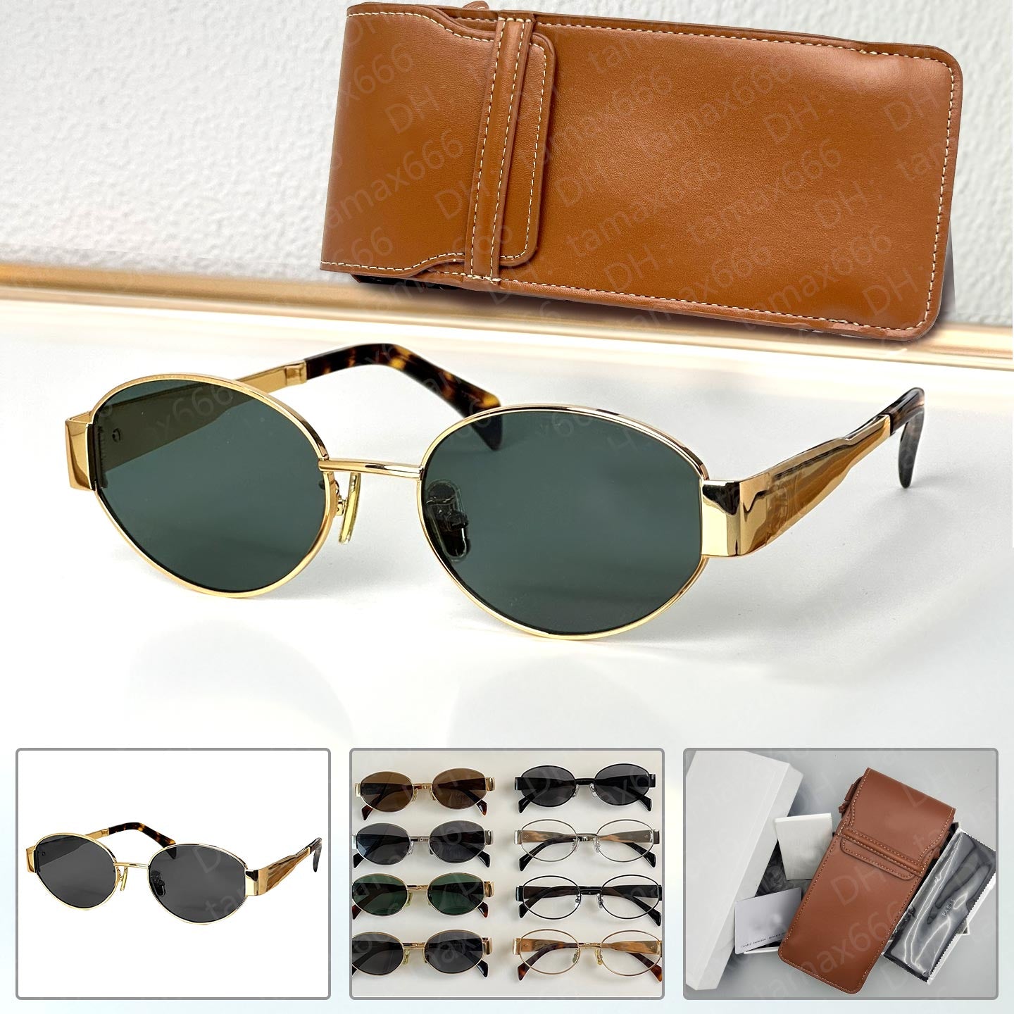 sunglasses for women sun glasses Oval full Frame mirror woman Designer sunglass designer glasses luxurious Brand Eyewear Metel rectangular frame sun