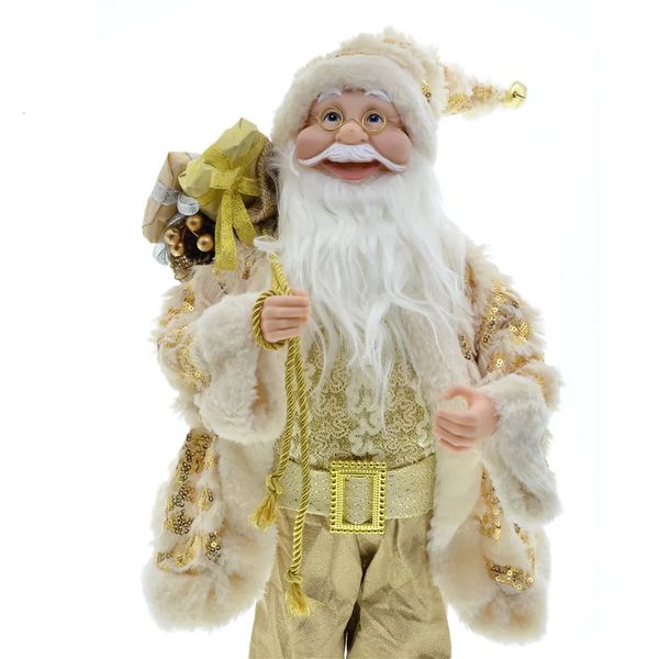Christmas Toy Supplies golden Christmas Dolls Santa Claus Toys Xmas Figurines Christmas Gift for Kid Gift Christmas for Home Window Table De