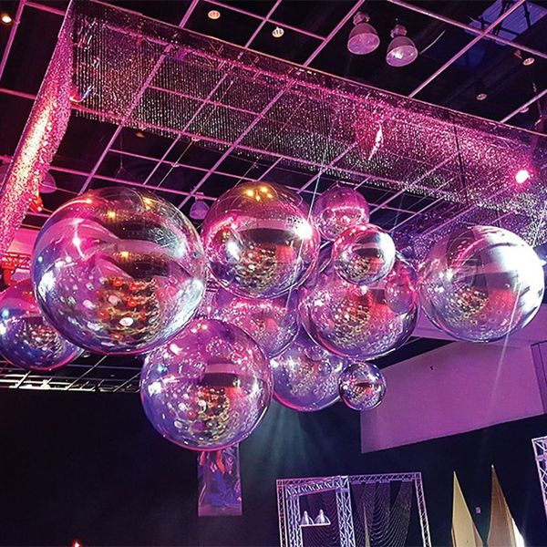 Silvery Giant Inflatable Mirror Ball Decoration 50cm 1m Inflatable Mirror Sphere Outdoor Mirror Balloon